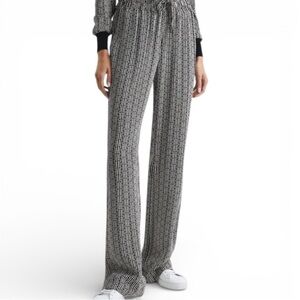 Reiss Sky Graphic Print Drawstring Trousers Size 4 Black Ivory Model Off Duty